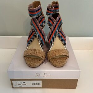 NIB Jessica Simpson Pivero Cork Heel Sandal Size 7.5